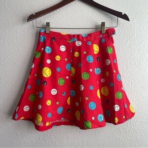 Vintage 1970s Red Colorful Smiley Face Mini Skirt